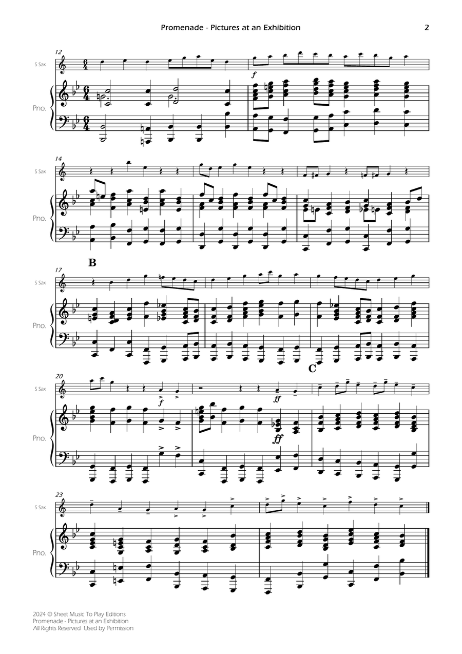 Pictures at an Exhibition - Promenade - Soprano Sax and Piano (Full Score and Parts) image number null