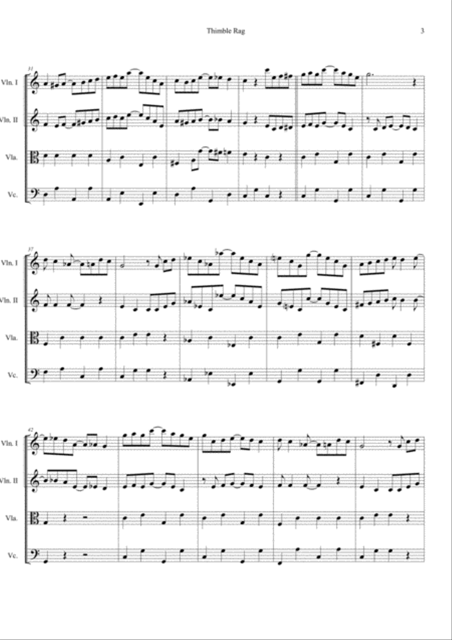 Thimble Rag (Ragtime Girl) String Quartet scores gallery preview page 3