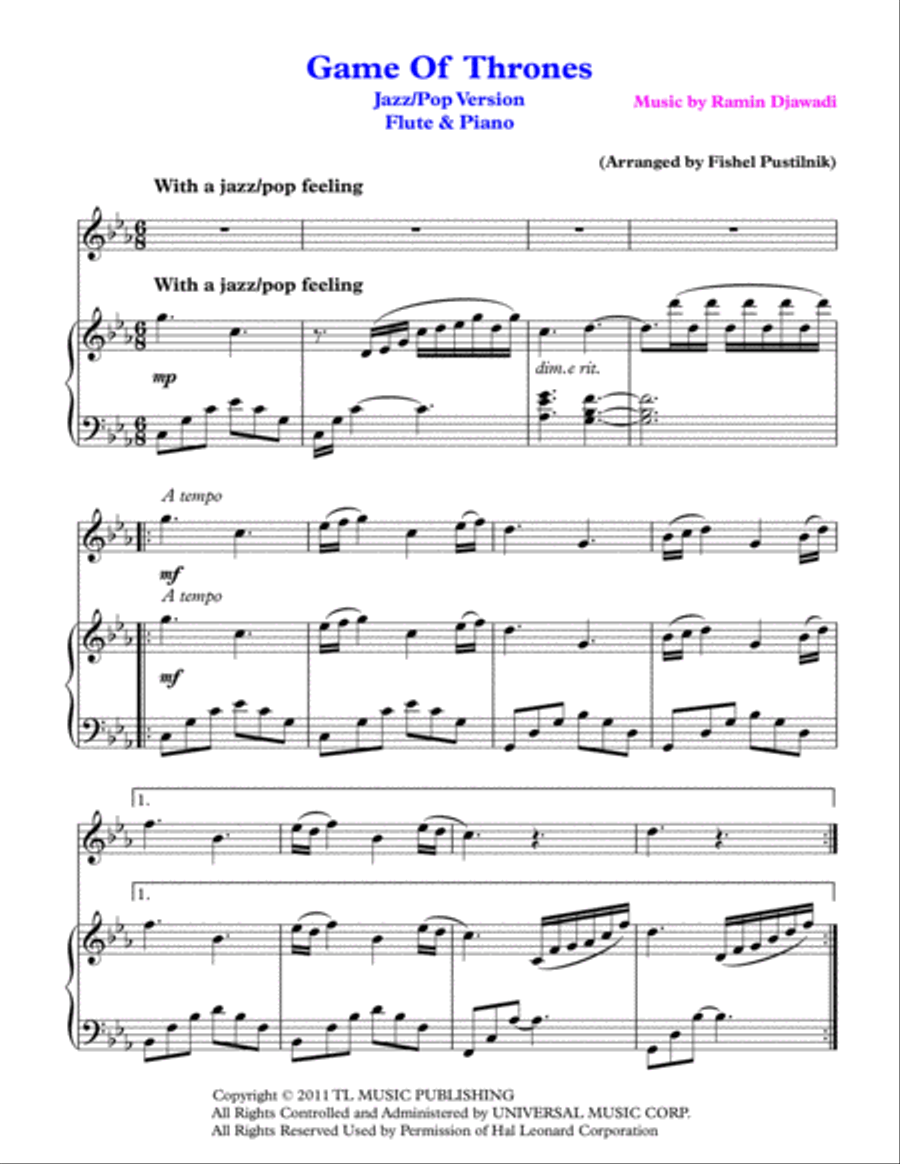 Game Of Thrones Flute Solo scores gallery preview page 2