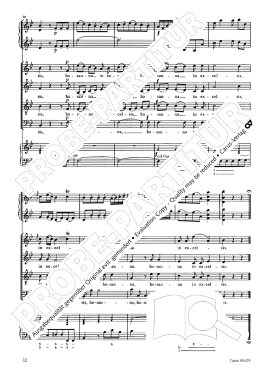 Missa brevis in B flat major 4-Part scores gallery preview page 33
