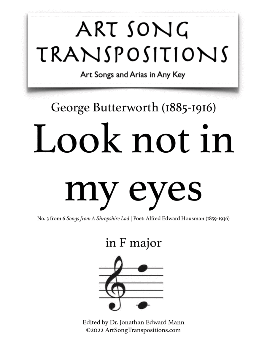 BUTTERWORTH: Look not in my eyes (transposed to F major)