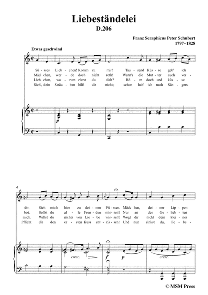 Schubert-Liebeständelei,in C Major,for Voice&Piano image number null