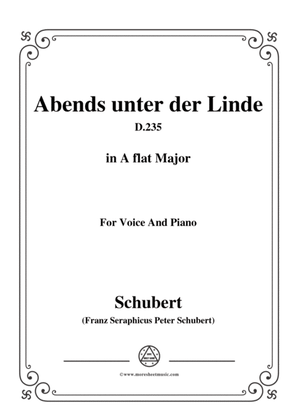 Book cover for Schubert-Abends unter der Linde,D.235,in A flat Major,for Voice&Piano