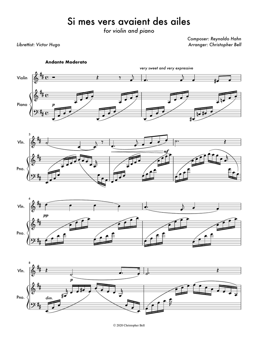 Si mes vers avaient des ailes Violin Solo scores gallery preview page 1