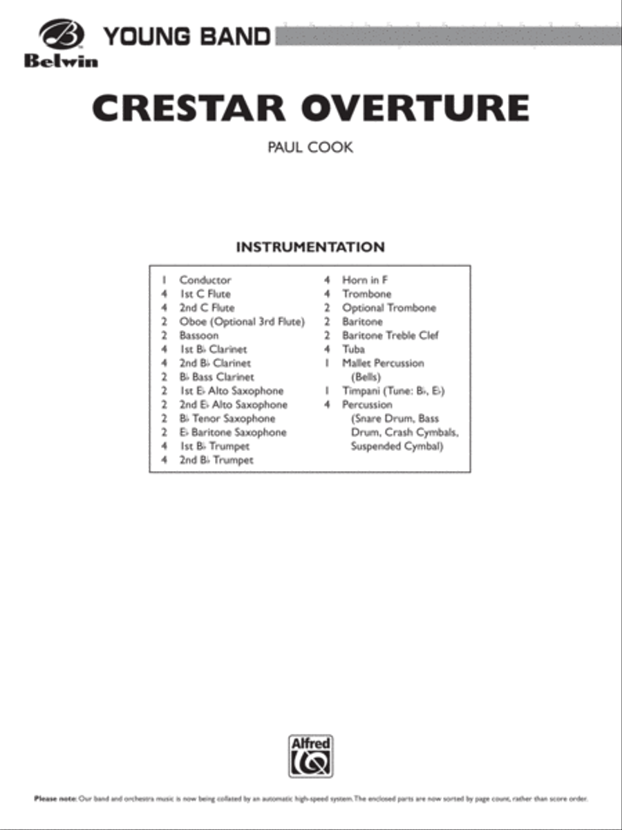 Crestar Overture: Score Crestar Overture: Score Concert Band scores gallery preview page 1