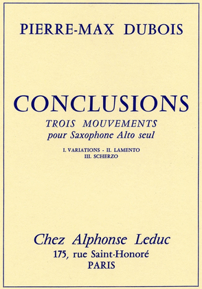 Conclusions, 3 Mouvements (saxophone Solo)