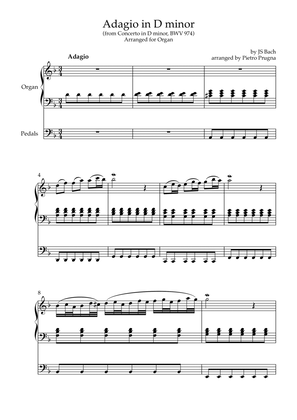 Adagio in D minor (from Concerto in D minor, BWV 974) - arranged for Organ