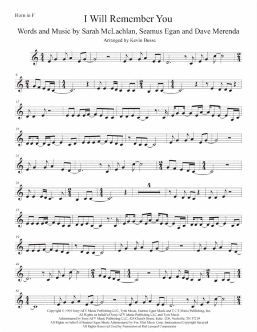 I Will Remember You Horn Solo scores gallery preview page 1