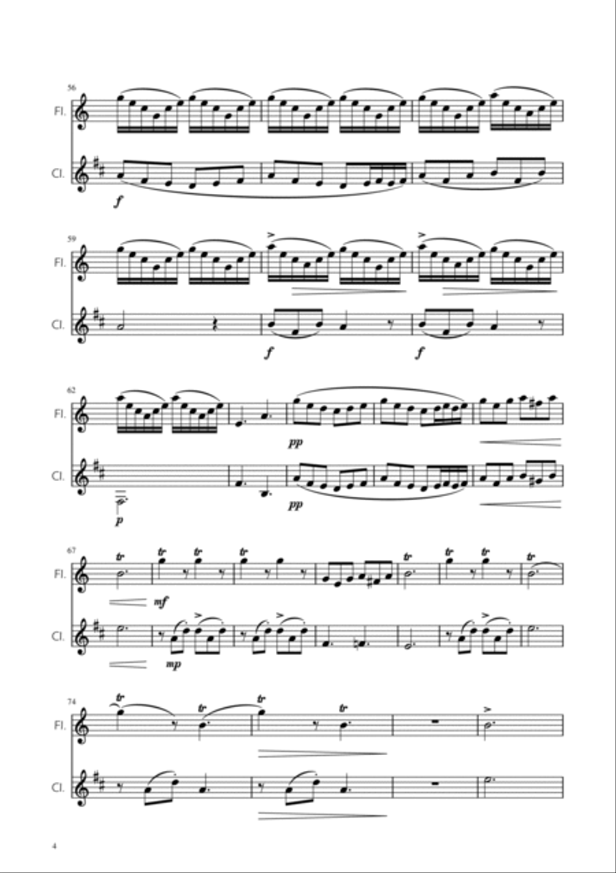 Morning Mood - Flute and Clarinet Duet Woodwind Duet scores gallery preview page 4