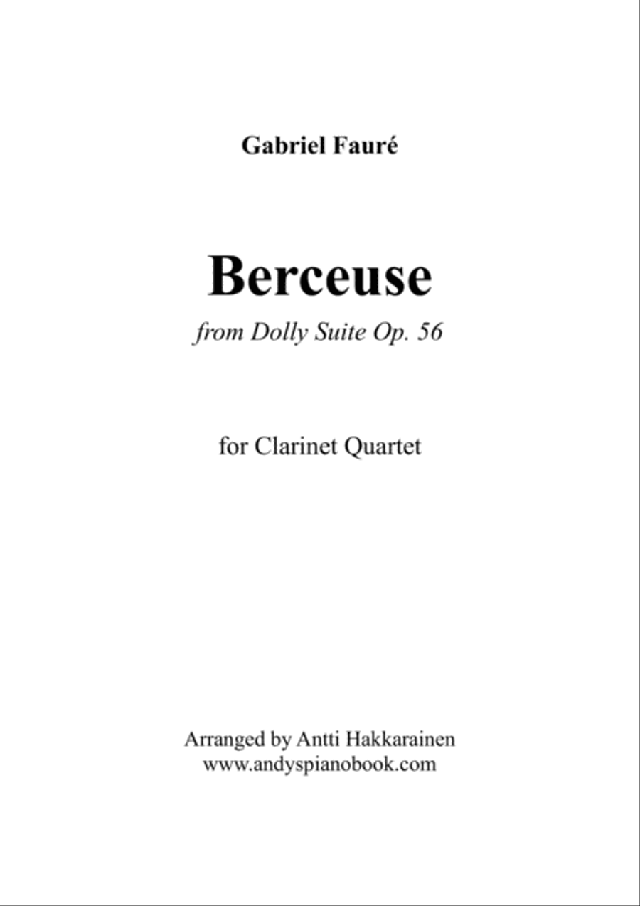 Berceuse from Dolly Suite Op. 56 - Clarinet Quartet Clarinet Quartet scores gallery preview page 1