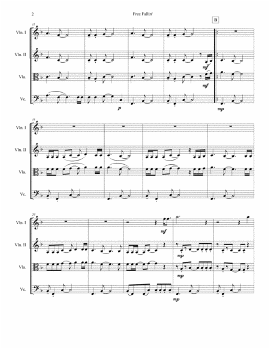 Free Fallin' String Quartet scores gallery preview page 2