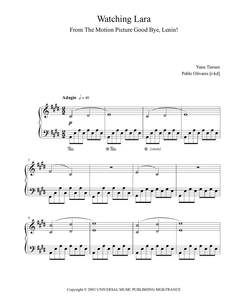 Watching Lara Piano Solo scores gallery preview page 2