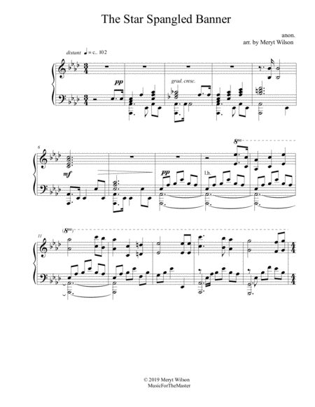 THE STAR SPANGLED BANNER early adv. piano solo