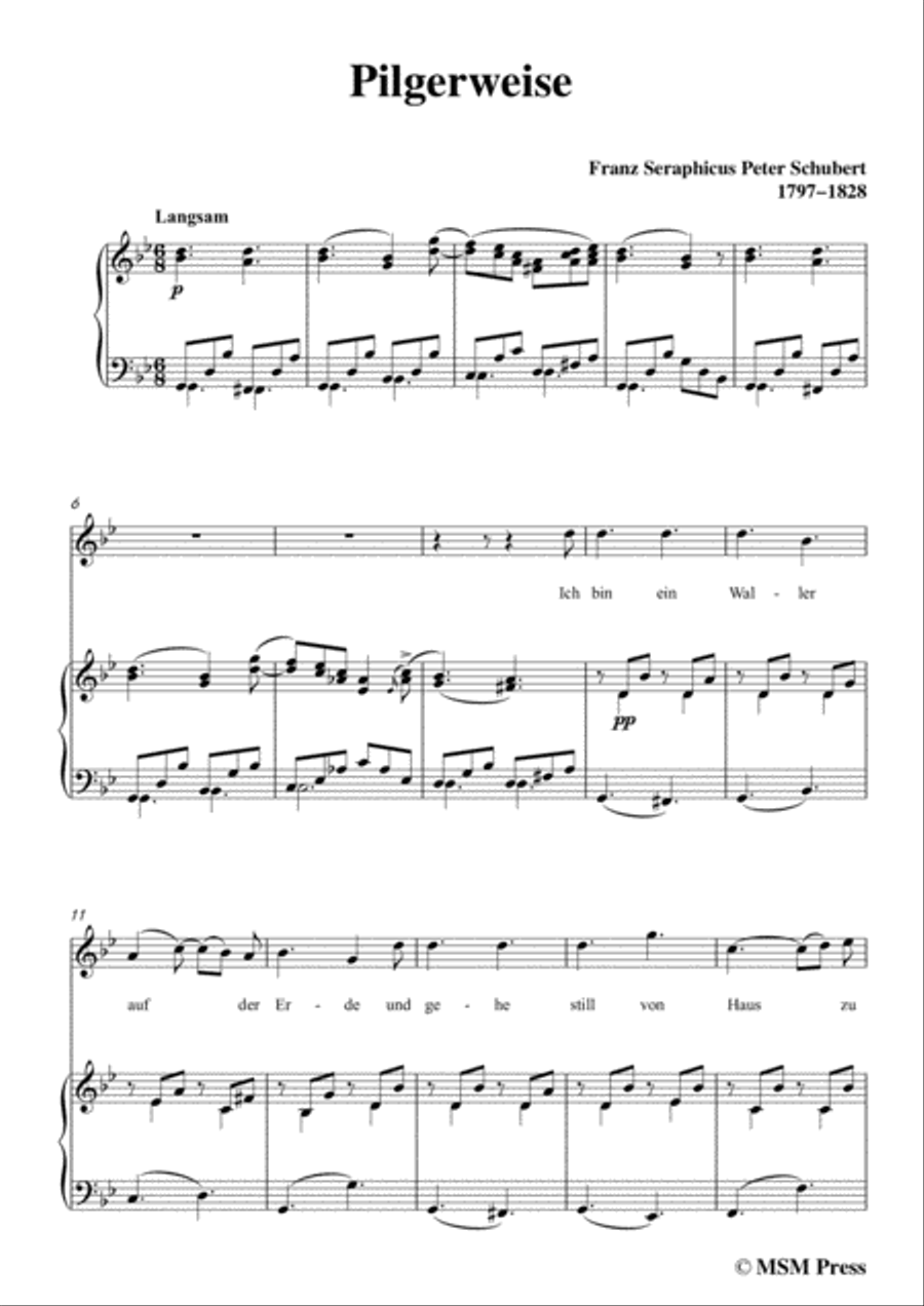 Schubert-Pilgerweise,in g minor,for Voice&Piano Voice scores gallery preview page 3