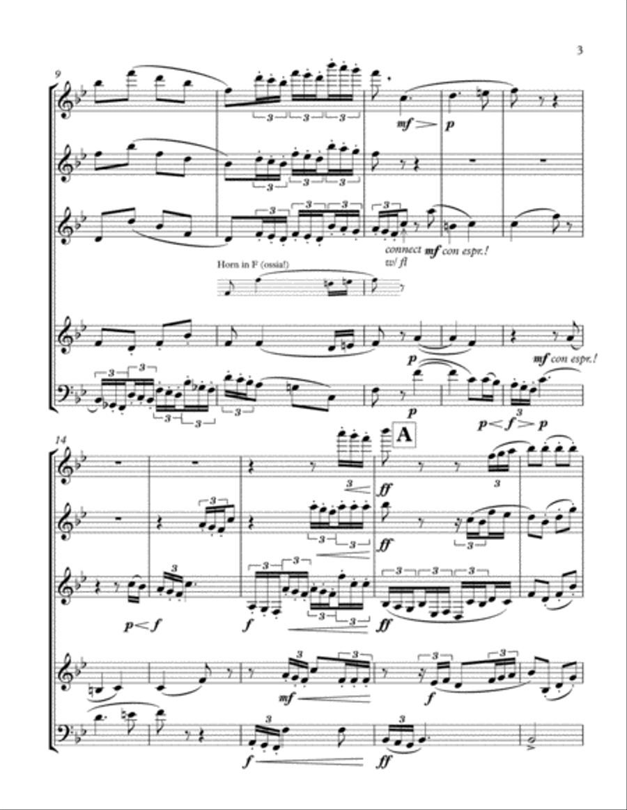 Praeludium from Op. 4 Suite, arranged for Wind Quintet Woodwind Quintet scores gallery preview page 3