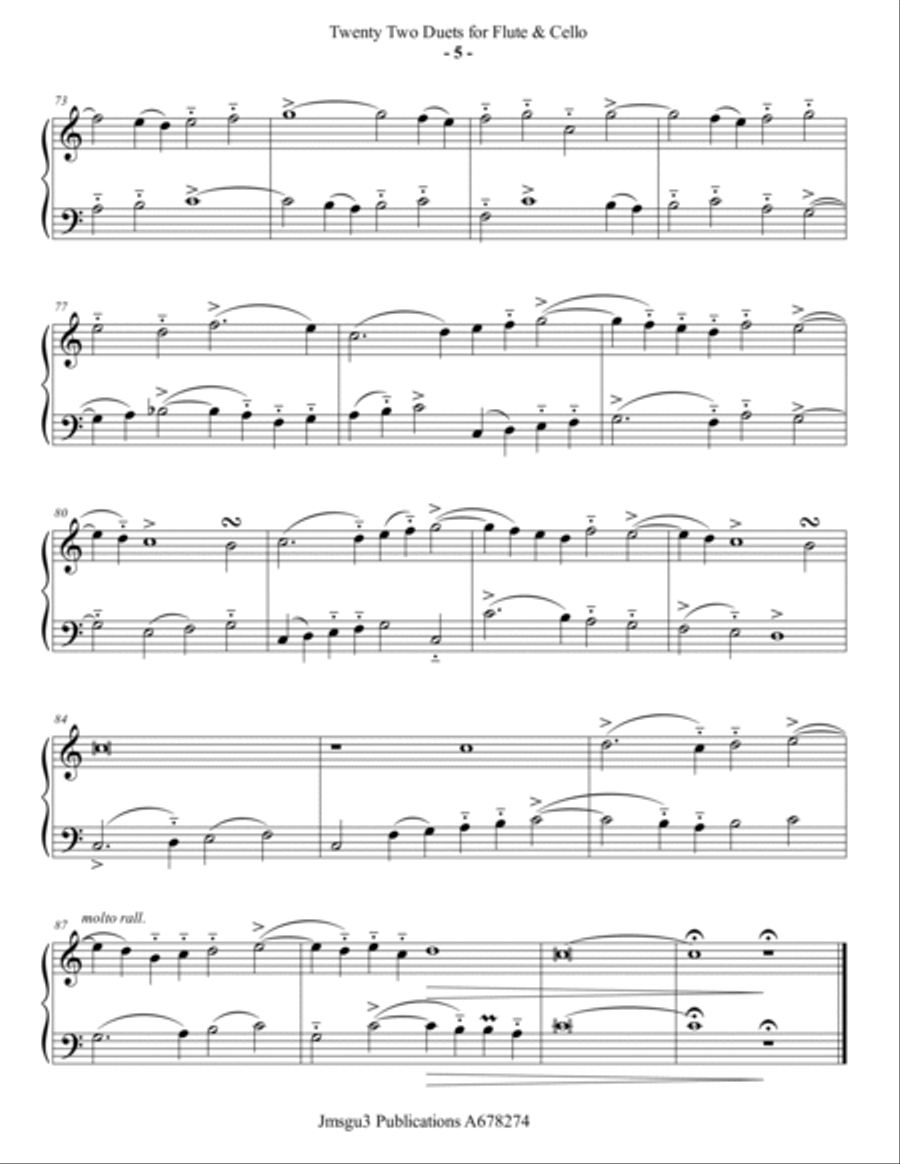 Josquin: 22 Duets for Flute & Cello Flute scores gallery preview page 5
