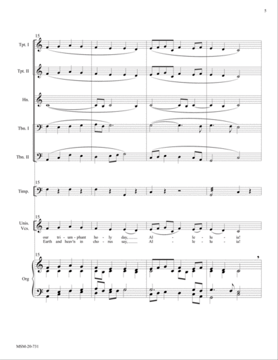 Easter Hymn Unison Choir scores gallery preview page 5