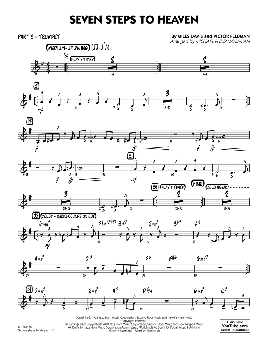 Seven Steps to Heaven (arr. Michael Philip Mossman) - Part 2 - Trumpet