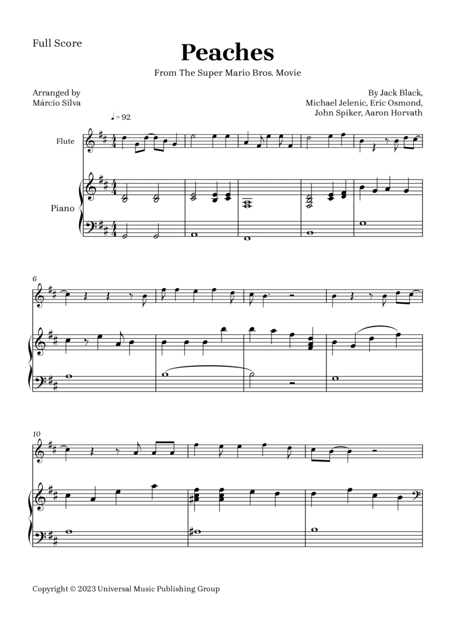 Peaches Flute Solo scores gallery preview page 1
