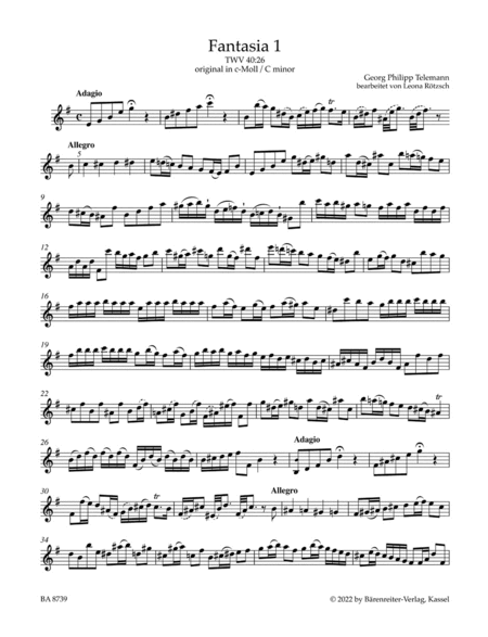 Twelve Fantasias for Viola da Gamba without Bass TWV 40:2637