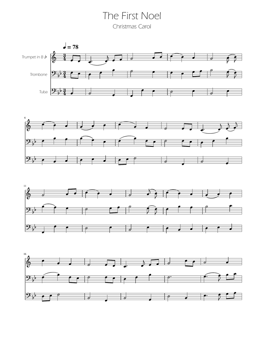 The First Noel - Brass Trio Brass Trio scores gallery preview page 1