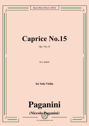 Paganini-Caprice No.15,Op.1 No.15,in e minor,for Solo Violin