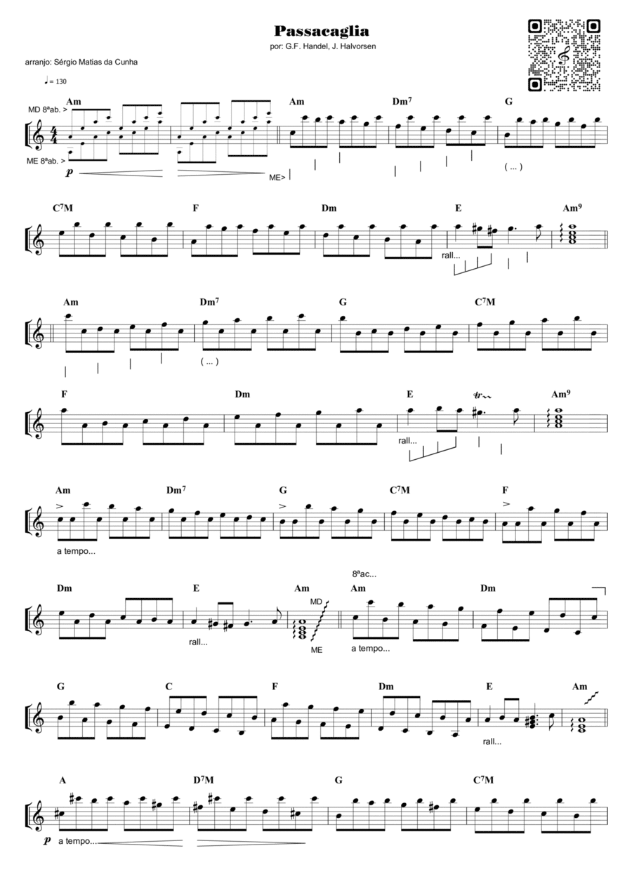 Passacaglia - Händel - Halvorsen (com variação) Piano Solo scores gallery preview page 1