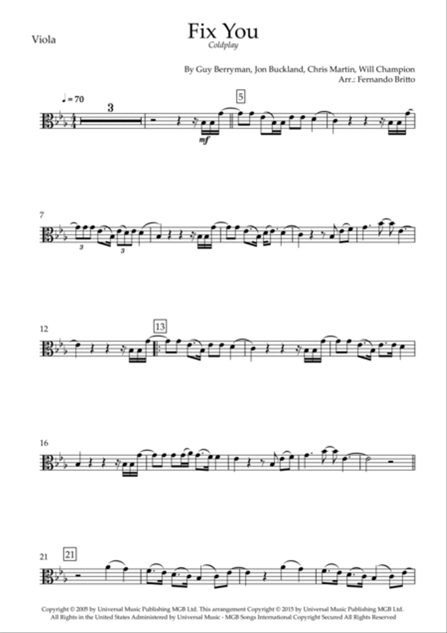 Fix You Viola scores gallery preview page 4