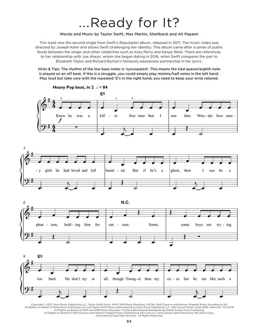 ...Ready For It? Easy Piano scores gallery preview page 1