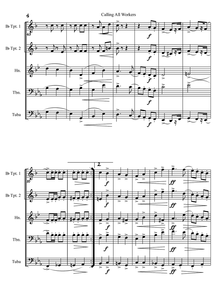 Calling All Workers Calling All Workers Brass Ensemble scores gallery preview page 4