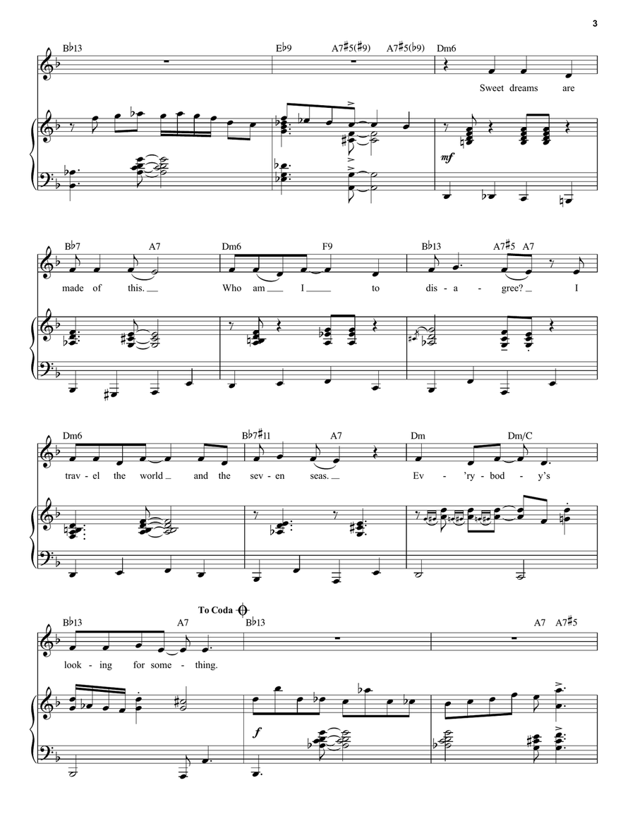 Sweet Dreams (Are Made Of This) [Jazz version] (arr. Brent Edstrom) High Voice scores gallery preview page 3