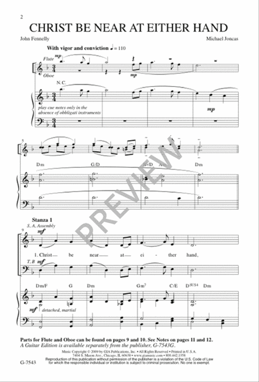Christ Be Near at Either Hand 3-Part scores gallery preview page 2