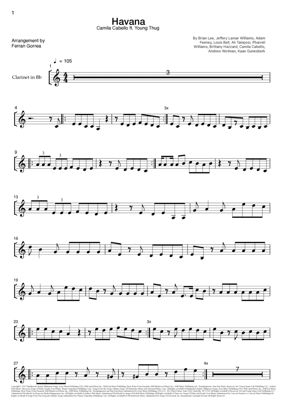 Havana Havana B-Flat Clarinet scores gallery preview page 1