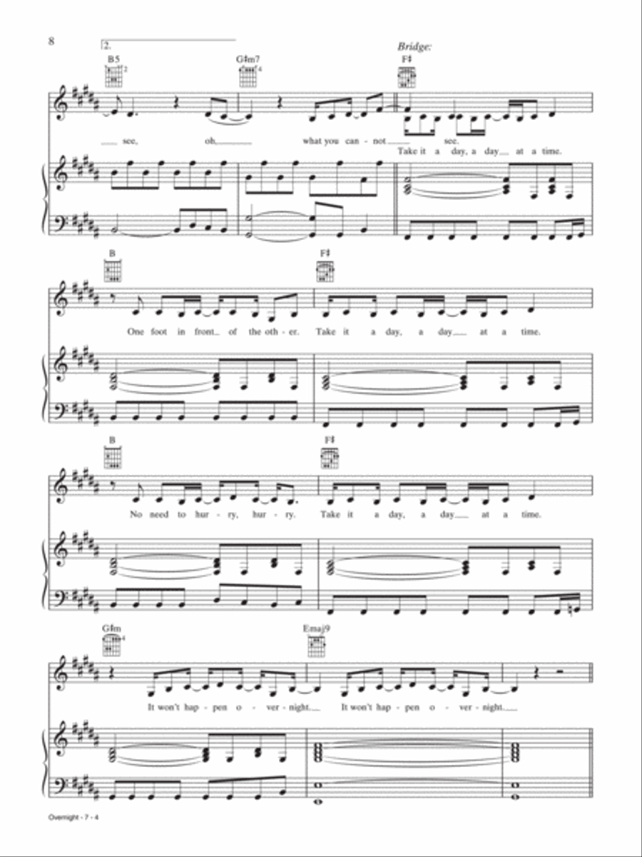 Overnight Piano, Vocal, Guitar scores gallery preview page 4