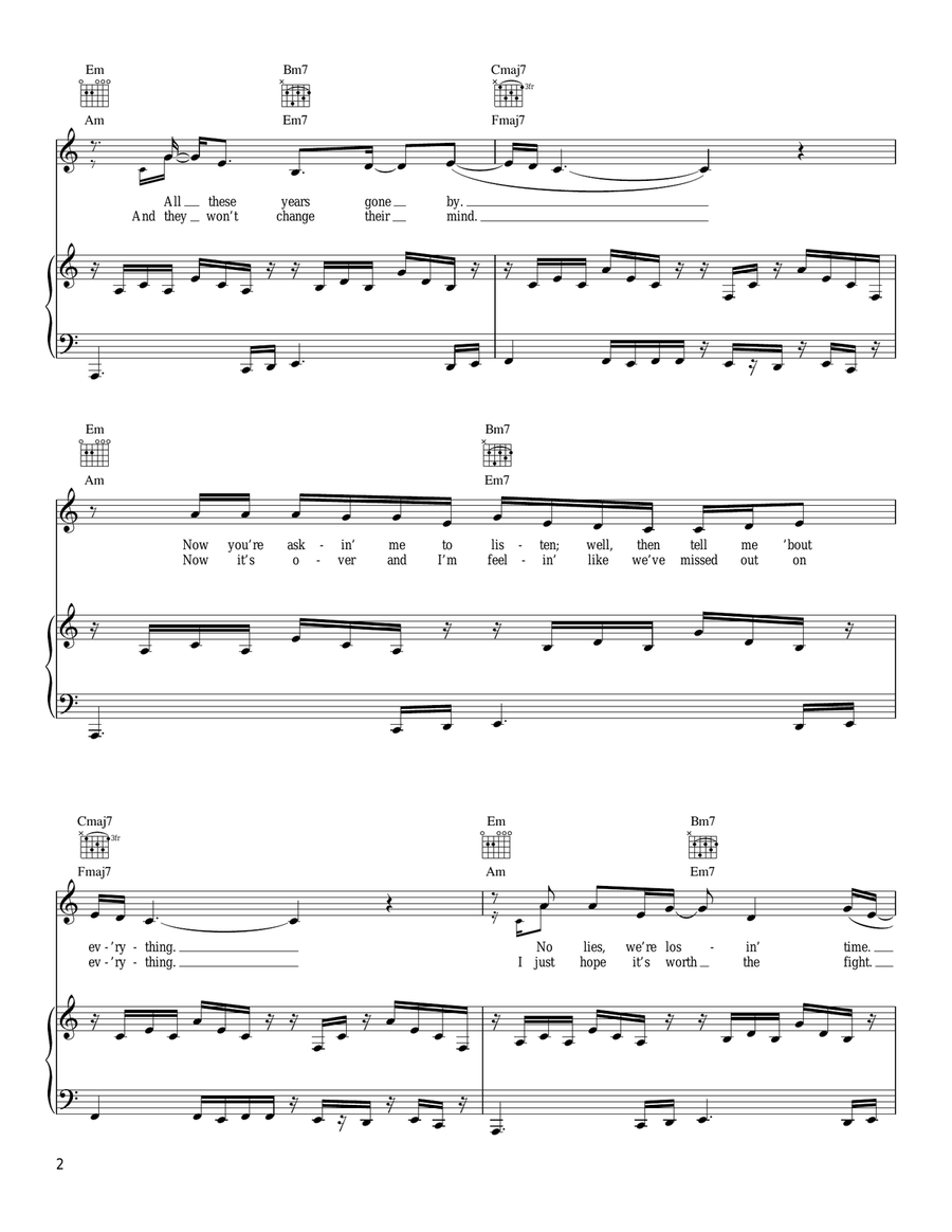 Battle Piano, Vocal, Guitar scores gallery preview page 2