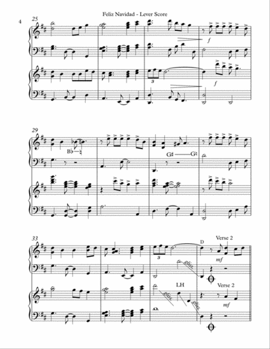 Feliz Navidad Celtic Harp scores gallery preview page 4