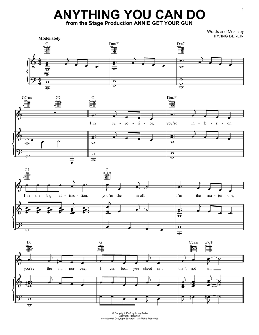 Anything You Can Do Piano, Vocal, Guitar scores gallery preview page 1