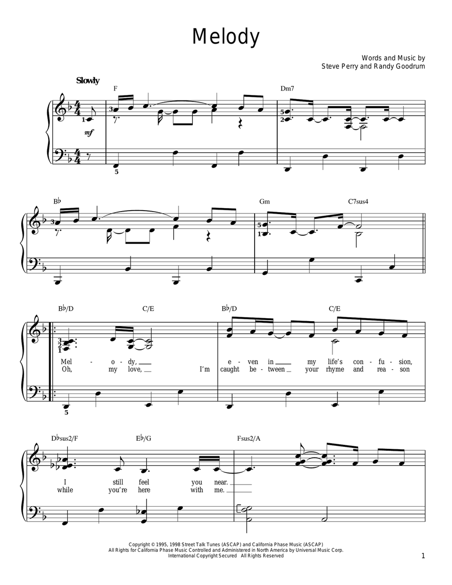 Melody Easy Piano scores gallery preview page 1