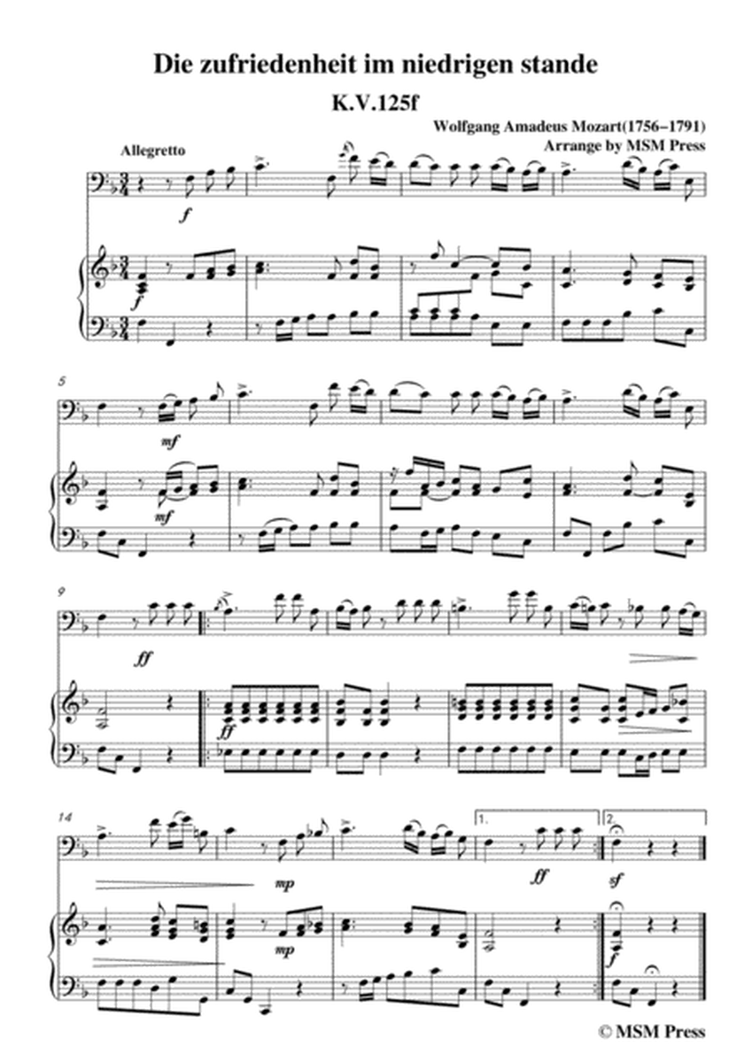 Mozart-Die zufriedenheit im niedrigen stande,for Cello and Piano image number null