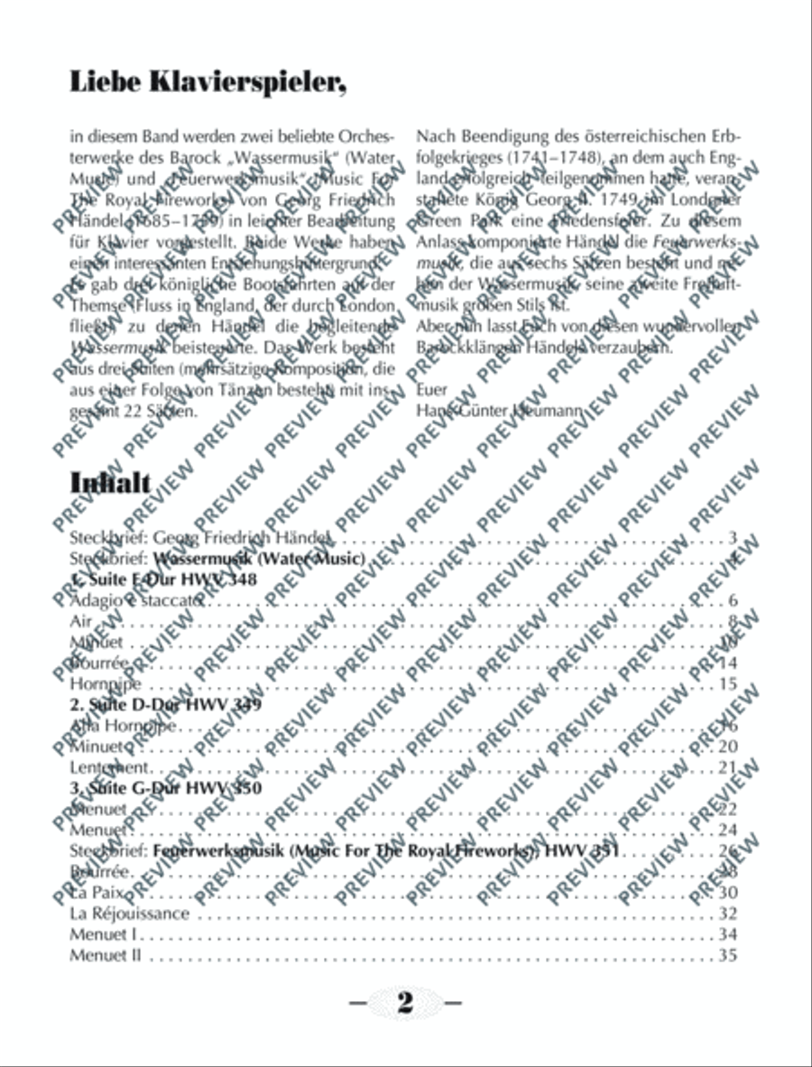 Wassermusik & Feuerwerksmusik Piano Solo scores gallery preview page 3
