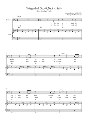 Wiegenlied Op. 49, Nr.4 (1868) - Lullaby - Key Bb