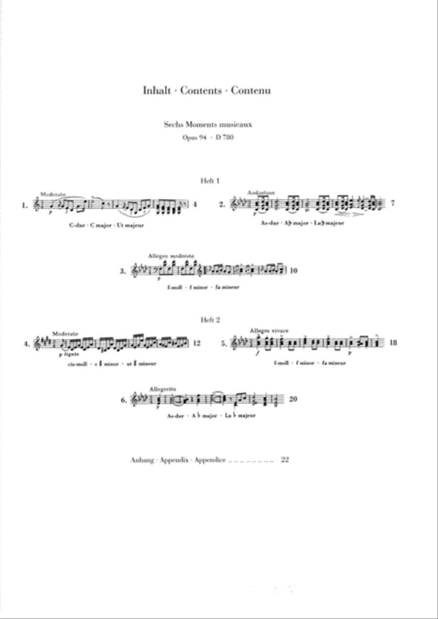 Moments Musicaux Op. 94 D 780 Piano Solo scores gallery preview page 2