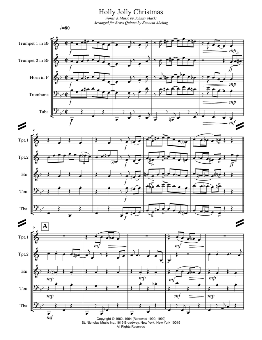 A Holly Jolly Christmas Brass Ensemble scores gallery preview page 2