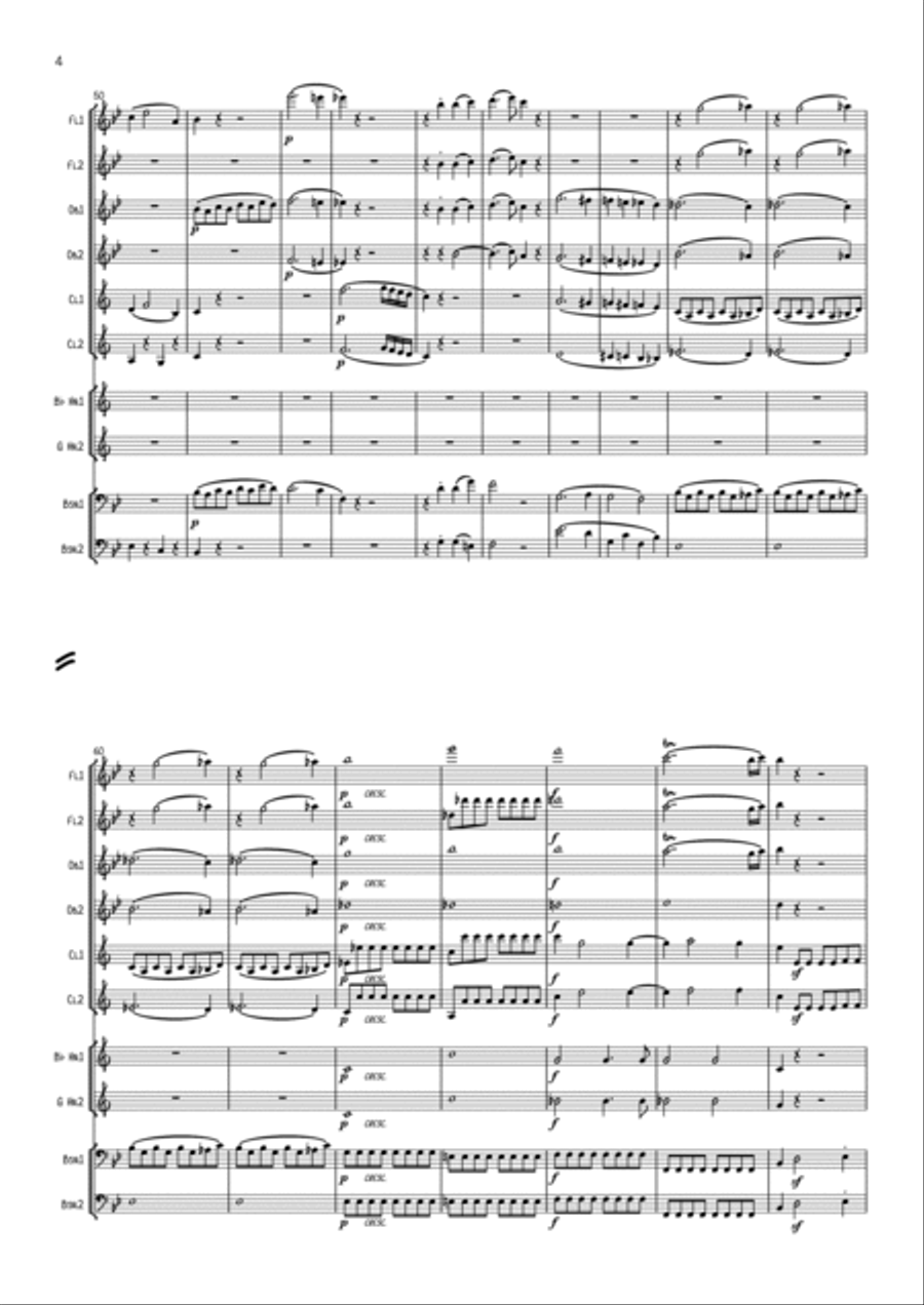 Mozart: Symphony No. 40 in G min K550 Mvt.1 - wind dectet School and Community scores gallery preview page 4