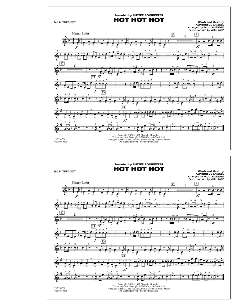 Hot Hot Hot - 2nd Bb Trumpet Marching Band scores gallery preview page 1