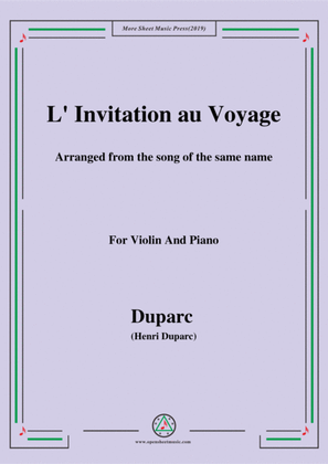Duparc-L'invitation au voyage,for Violin and Piano