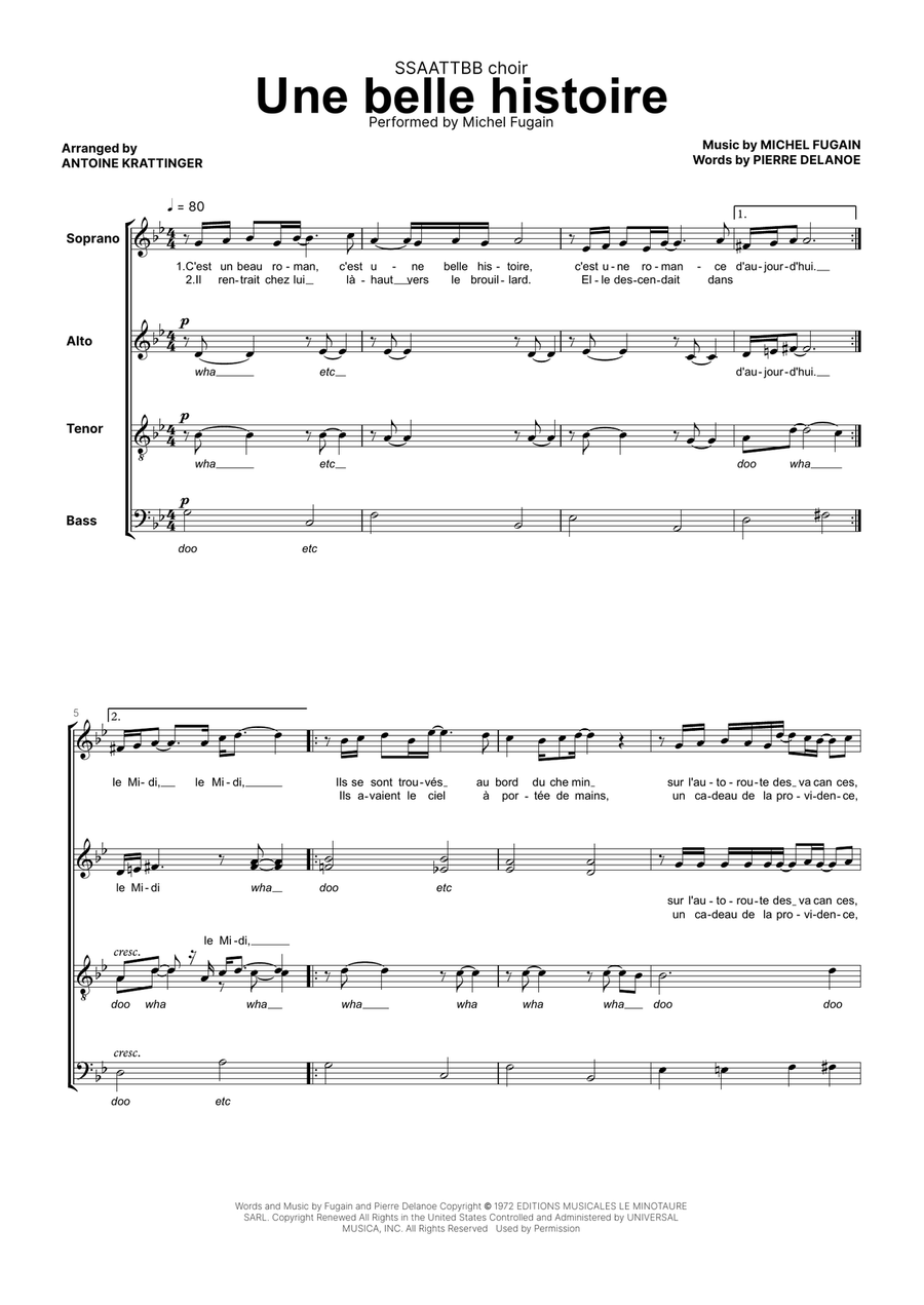 Une Belle Histoire Divisi scores gallery preview page 1