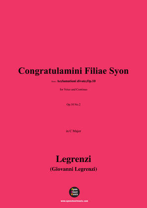 Legrenzi-Congratulamini Filiæ Syon,Op.10 No.2,in C Major