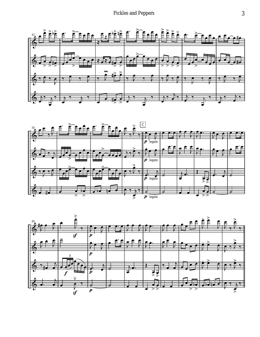 Pickles and Peppers Rag for clarinet quartet Clarinet Quartet scores gallery preview page 3