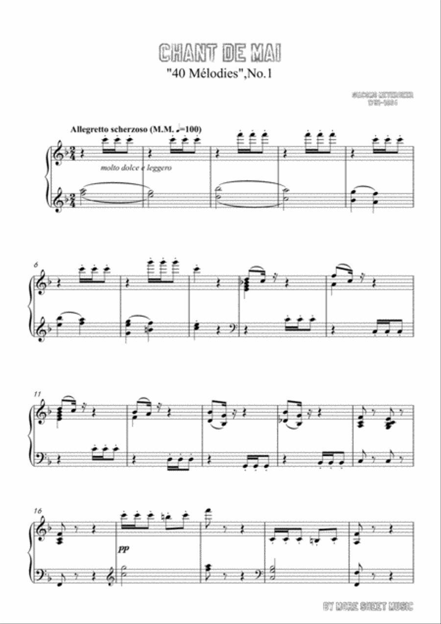 Meyerbeer-Chant de mai in F Major,for Voice and Piano Voice Solo scores gallery preview page 3